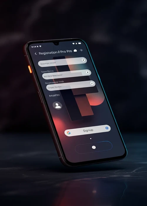 Registratieformulier van Kokobet Casino met opties voor e-mail, Google en Apple aanmelding op een mobiel scherm